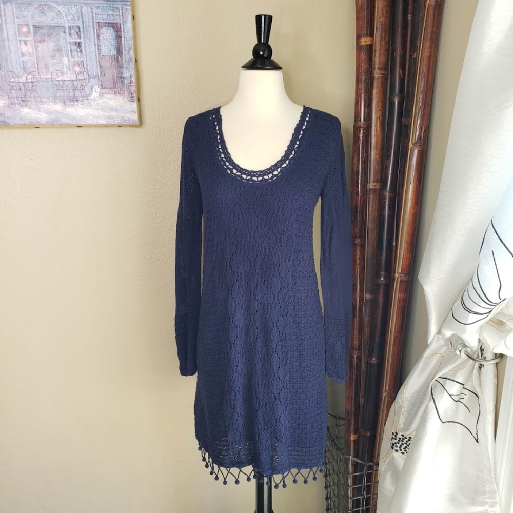 Lilly Pulitzer ~ Navy Crochet Long Sleeve Dress